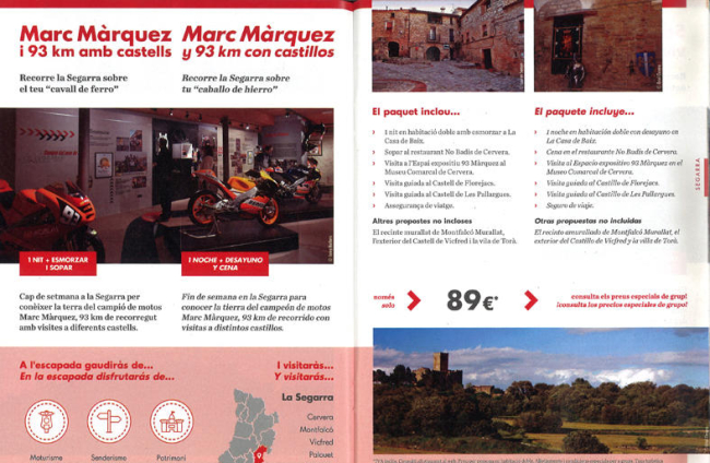 Algunos de los paquetes turísticos que promociona el Patronato de Turismo y que fueron diseñados por la empresa Tu i Lleida. 