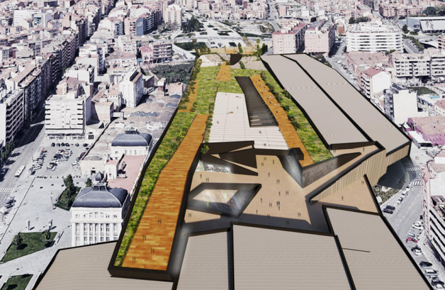 Imagen virtual de uno de los accesos al centro comercial que Smart Habent y SCCE proponen hacer en la estación de trenes. 