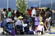 Refugiados en el campamento de la localidad griega de Kátsikas.