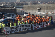 Imagen de una de las últimas protestas de los estibadores en el puerto de Bilbao.
