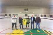 El cooordinador Jordi Capdevila, el presidente Porta, Jimena, el alcalde y el concejal de Deportes.