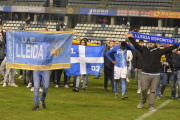 Protestes de jugadors i afició del Lleida Esportiu al Camp d'Esports