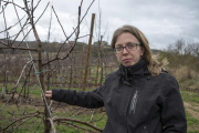 Maria Casoiiva en su campo de frutales en la población de Sanaüja, en la comarca de la Segarra.