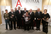 Foto de grupo de los homenajeados, ayer en la gala celebrada en el restaurante Resquitx de Golmés.