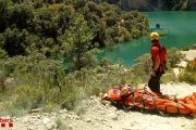 Imagen de archivo de un rescate de los Bomberos de la Generalitat en el congosto de Mont-rebei. 