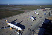 Aviones de pasajeros el pasado invierno en Alguaire.