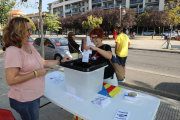 Més de 200 persones van participar ahir en la votació per commemorar l’1-O davant de l’Escola Oficial d’Idiomes (EOI) de Lleida.