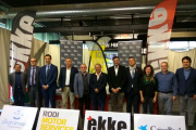 Organitzadors, patrocinadors i autoritats ahir durant la presentació al gimnàs Ekke.