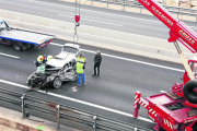 Vista del accidente del pasado 3 de febrero en el que murieron dos jóvenes leridanas en Tarragona. 