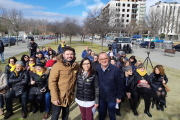 Pueyo, con Rufián y Freixanet en el acto de ayer en Pardinyes. 