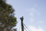 Uno de los postes con fibra óptica en Vallcalent.