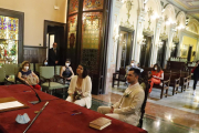 Vista de la primera boda celebrada en la Paeria tras el fin de la fase 2 del confinamiento. 