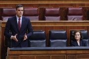 El president Pedro Sánchez, ahir durant la sessió de control.