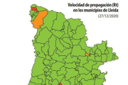 Velocidad de propagación en los municipios de Lleida.