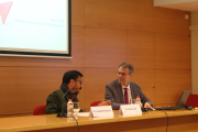 Conferencia del economista Oriol Amat, ayer, en la Cámara de Comercio de Lleida.