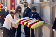 El Govern en el momento de la ofrenda floral a Rafael Casanova en Barcelona.