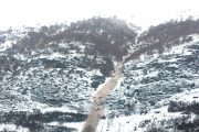 Alud de nieve registrado ayer en Casarilh, en el municipio de Vielha-MIjaran.