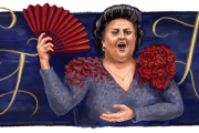 Captura de pantalla del doodle de Google dedicado a Montserrat Caballé.