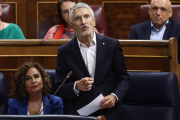 El ministro Fernando Grande-Marlaska en el pleno del Congreso. 