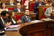 El president de la Generalitat, en la sessió de control d’ahir al Parlament.