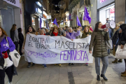 Una movilización contra la violencia machista en Lleida. 