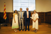 Homenaje ayer a los abogados Xavier Nayach y Josep Maria Domingo en el acto celebrado en el IEI. 