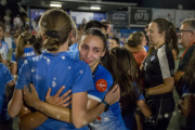 Barbi, visiblement emocionada després de l’agònic triomf al partit de play-off contra el Femarguín.