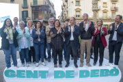 Perelló i Turull, al centre, durant l’acte de campanya d’ahir.