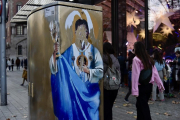 Mural de Leo Messi de l'artista urbà Tvboy a l'avinguda Diagonal de Barcelona.