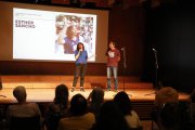 Esther Sancho y Ruben Cobo, ayer en el acto central de la CUP.