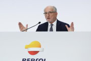 El president de Repsol, Antonio Brufau, durant la junta General d'Accionistes d'aquest dijous.