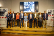 Los impulsores del Any Oró, ayer en la presentación de la exposición en el Institut d’Estudis Ilerdencs. 