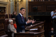 Pedro Sánchez en plena intervenció.