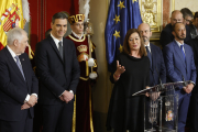 Francina Armengol intervé en presència de Pedro Sánchez en l’acte institucional al Congrés.