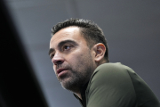 Xavi, durant la roda de premsa que va oferir ahir prèvia al partit d’avui a València.