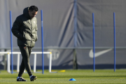 Xavi, durant la sessió d’entrenament d’ahir.