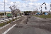 Les obres que van començar ahir a la via de servei de l’A-2 a l’altura de Granyanella.