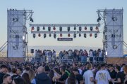 Un moment de l’actuació del DJ lleidatà Yung Prado, ahir en una nova edició del festival Algoritmo en la Seu Vella.