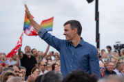 El president del Govern central i líder del PSOE, Pedro Sánchez, durant un míting a Valladolid.