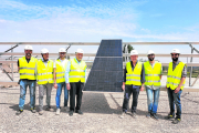 L’acte de col·locació de la primera placa ahir a Miralcamp.