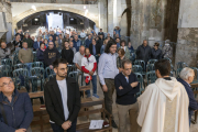 La celebració ahir de Sant Antoni de Pàdua al temple de Cervera, que va allotjar més d’un centenar de participants.