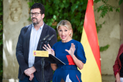 Yolanda Díaz, amb el secretari de Treball, Joaquín Pérez Rey.