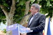 Puigdemont en un acte de campanya el passat mes de maig a la Catalunya Nord.