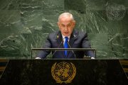 El primer ministre israelià, Benjamin Netanyahu, durant el seu discurs davant l'assemblea general de l'ONU