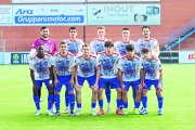 Equip inicial del Mollerussa en un partit recent al Municipal. - ALBA RIVERA