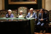 Imma Lorés, Francesc Fontbona, Carles Sánchez i Alberto Velasco, ahir en un debat a Barcelona. - ACN