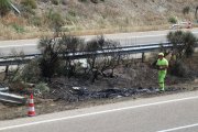 Vista del lugar del accidente en la Autovía Rías Bajas (A-52) en Cernadilla.