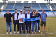 El consell social del Lleida CF, aquest dimecres, amb l'adjunt a la presidència del club, Marc Torres.