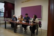 Josep Martí, Victòria Alsina, Joan Maria Piqué i la directora de SEGRE, Anna Sàez, ahir a la UdL. - AMADO FORROLLA