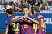 Clàudia Pina celebra el seu gol en el partit d’ahir. - EFE/MARTA PÉREZ